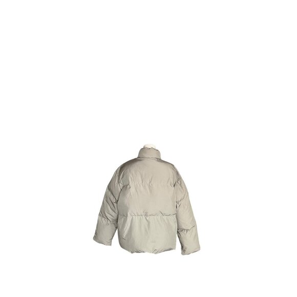 Dazy Oversized Short Puffer Jacket M Beige Full Zip Stand Collar Drawstring Hem - Picture 8 of 10